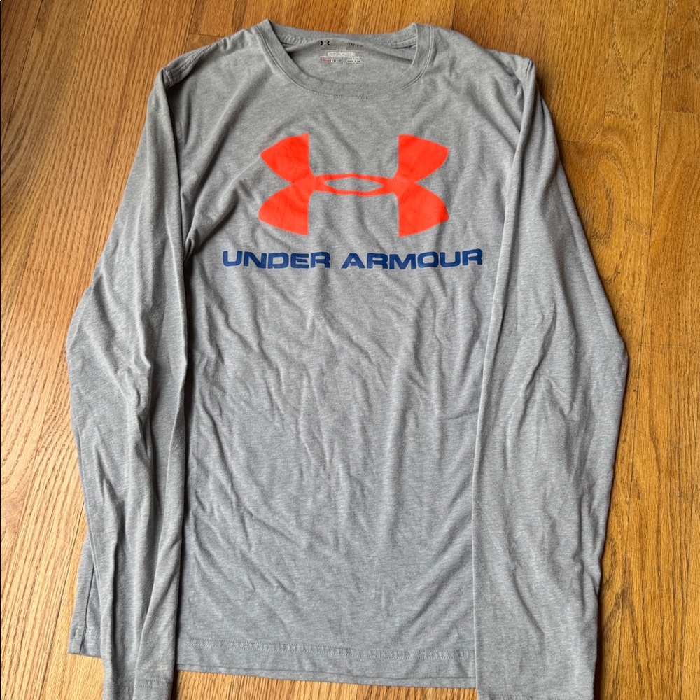 Under Armour Gray and orange men’s small long sleeve shirt